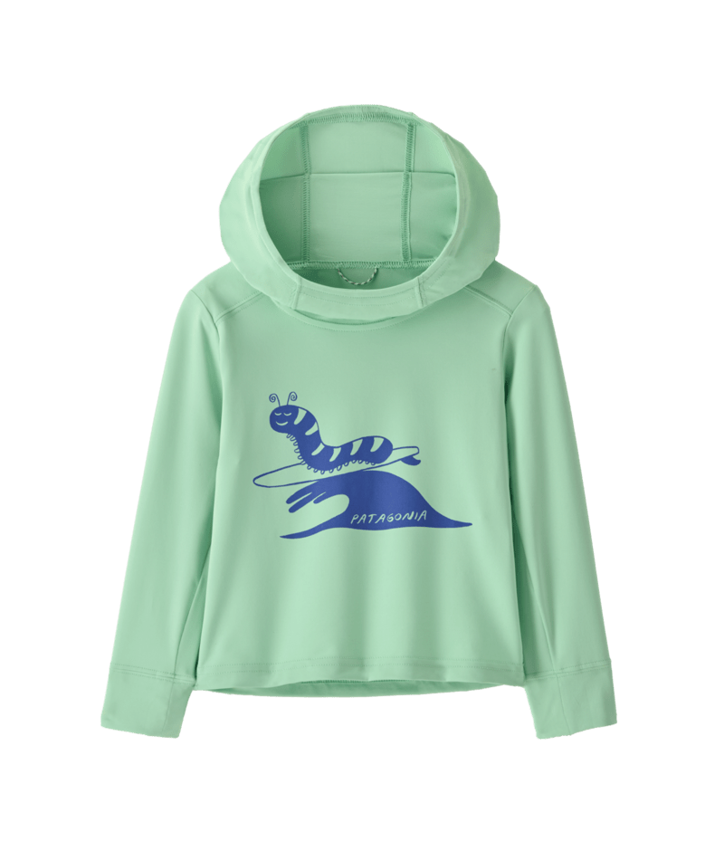 Baby Capilene Silkweight Hoody – Caterpillar Chiller / Rinsed Green